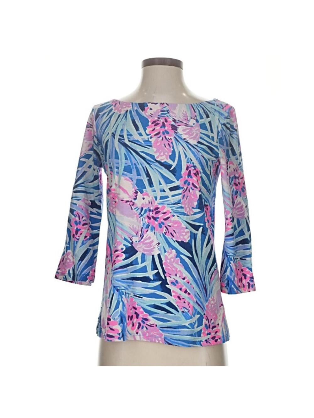 Lilly Pulitzer Waverly Top Mr. Peacock Tropical Print Sz S